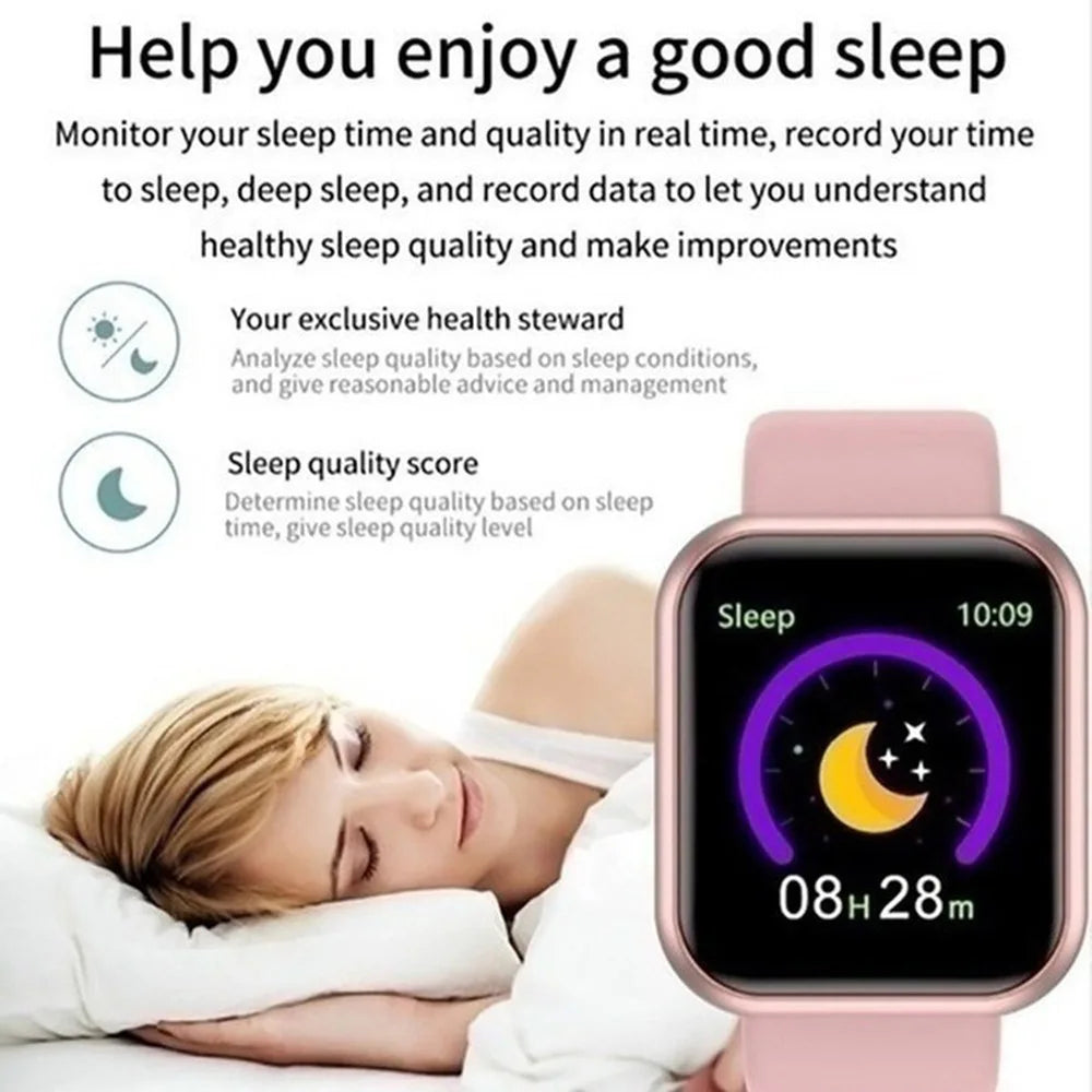 Multifunktionale Smartwatch für Herren und Damen, Bluetooth-verbundenes Telefon, Musik, Fitness-Sportarmband, Schlafmonitor, Y68 Smartwatch D20