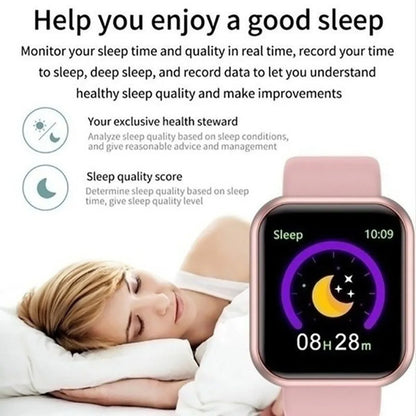 Multifunktionale Smartwatch für Herren und Damen, Bluetooth-verbundenes Telefon, Musik, Fitness-Sportarmband, Schlafmonitor, Y68 Smartwatch D20