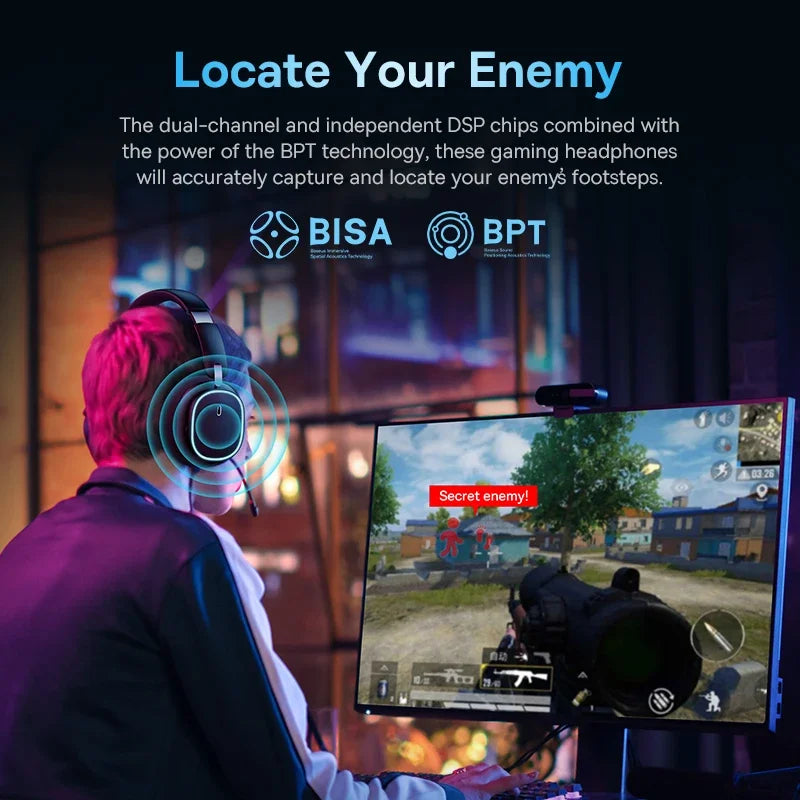 Baseus GH02 Gaming kabelloser Kopfhörer mit Mikrofon Over-Ear Kopfhörer Bluetooth 5.3 40mm Treiber 2.4G/Kabellos/Kabel RGB Headsets