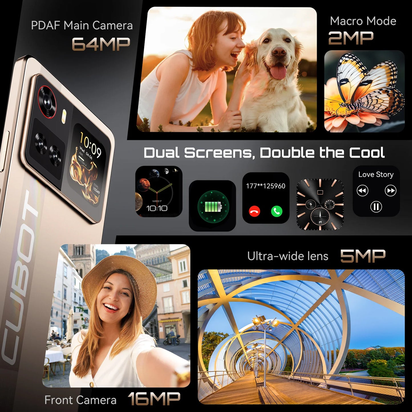 Smartphone 5G Cubot X100, Android 15, Dimensity 7025, 6nm, 2.5GHz, 6,88-Zoll-Bildschirm, 16GB (8+8), 256GB, 64MP Kamera, 5100mAh Akku