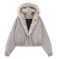2025 Winterjacke für Damen, verdickter Pelzkragen, warm, Reißverschluss, Kapuzenpullover, für Paare, modisch, modisch, lässig, locker, Oberteil