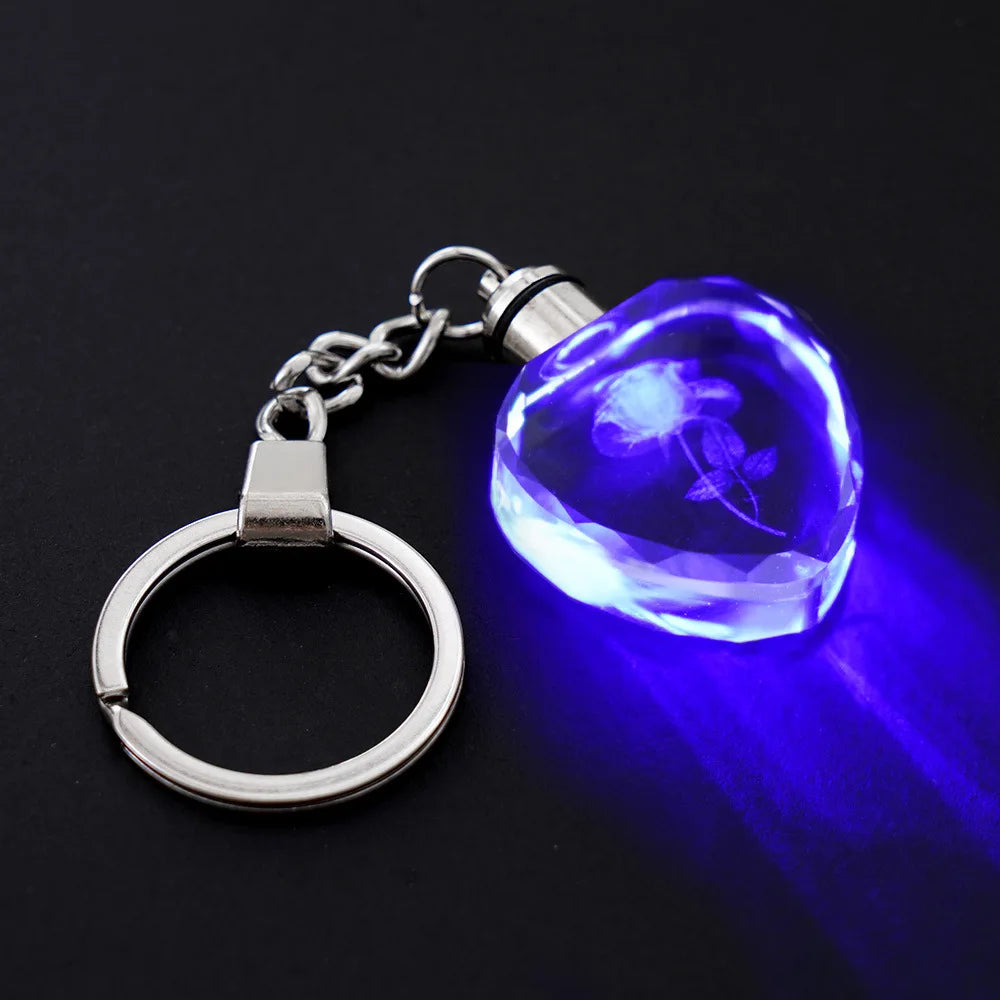 Keychain with a LED light on a black background