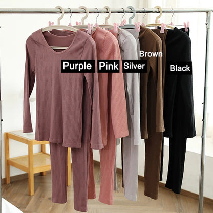 1 Set Warme Thermo-Unterwäsche Sexy Damen Intimate Long Johns Frauen Geformte Sets Weibliche Mittelkragen Thermische Formende Kleidung