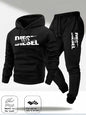 2025 Trendy Autumn and Winter New Hooded Tracksuit Fashionable Casual Sportswear Set, Two-Piece Set