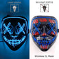 Drahtlose Neon-LED-Reinigungsmaske, im Dunkeln leuchtende Cosplay-Horrormaske, Halloween-Maskerade-Partymasken, leuchtende, lustige Verkleidung