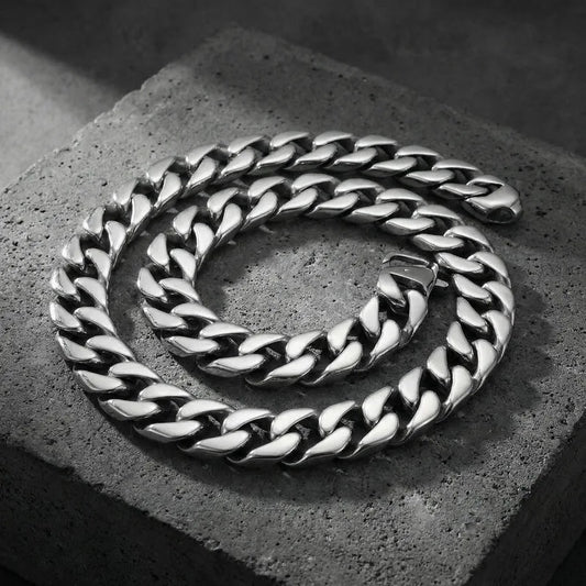 15mm Stainless Steel Cuban Chain Necklace – Women