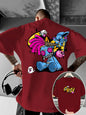 Europäisches und amerikanisches neues Herren-T-Shirt mit Cartoon-Graffiti-Print, bequem, weich, atmungsaktiv, Rundhalsausschnitt, Outdoor-Streetstyle-Oberteil