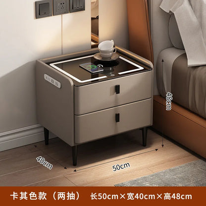 Smart Bedside Table Simple Modern Multifunctional Wireless Charging Solid Wood Audio Fingerprint Lock Bedroom Storage Cabinet