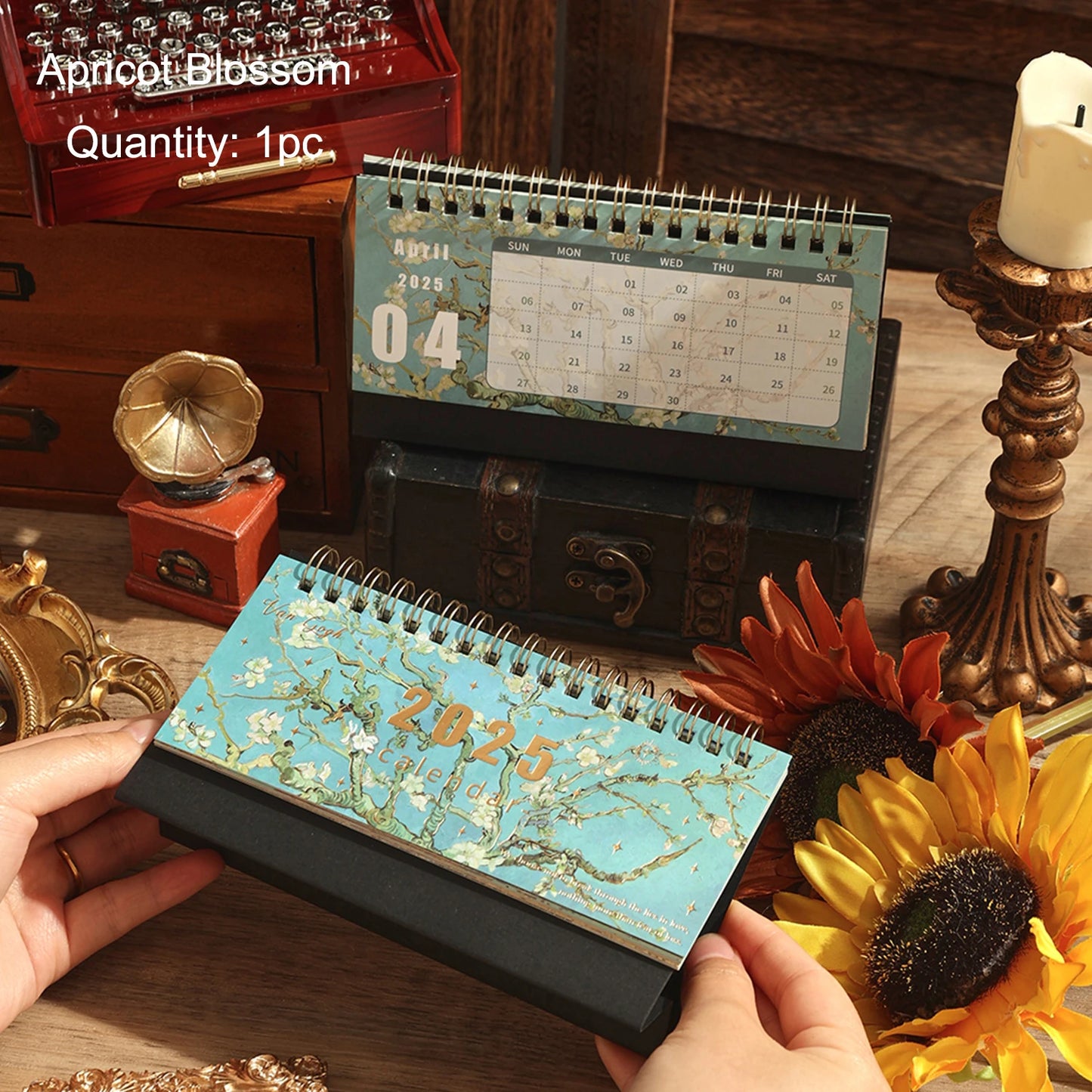 Vintage Coil Desk Calendar Tabletop Flip Memo card