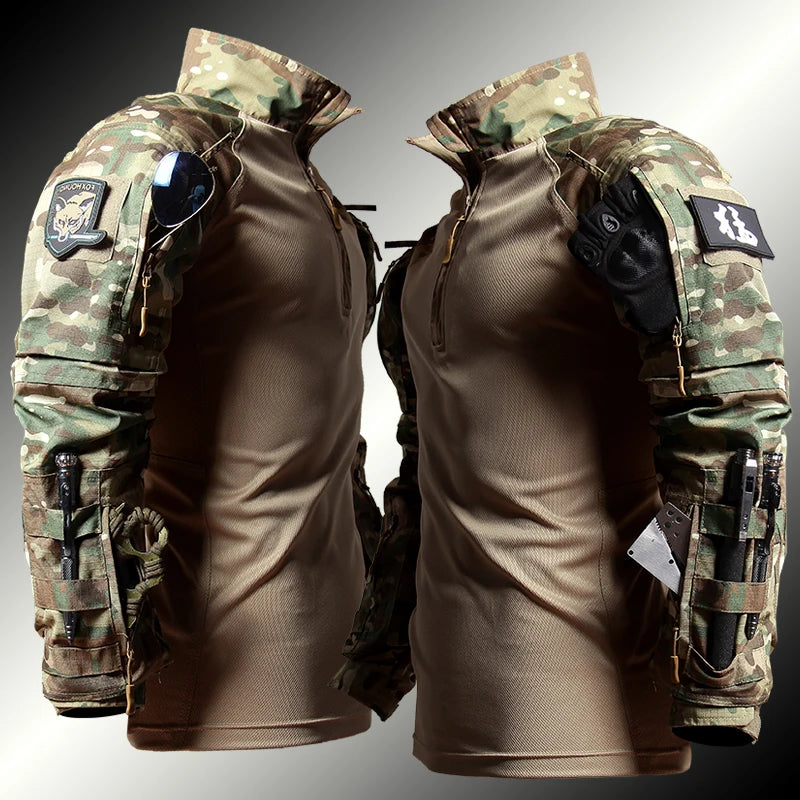 Men's Workwear Suit Outdoor Clothes Long Sleeve Tee Shirt & Trousers Wear-resisting Hunting Clothes Men Camping Suit