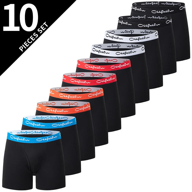 4/5/10 Pcs Fashionable Men's Long Underwear Casual Boyshort Youth Sports Shorts Comfortable Breathable Stretch Shorts Underwear