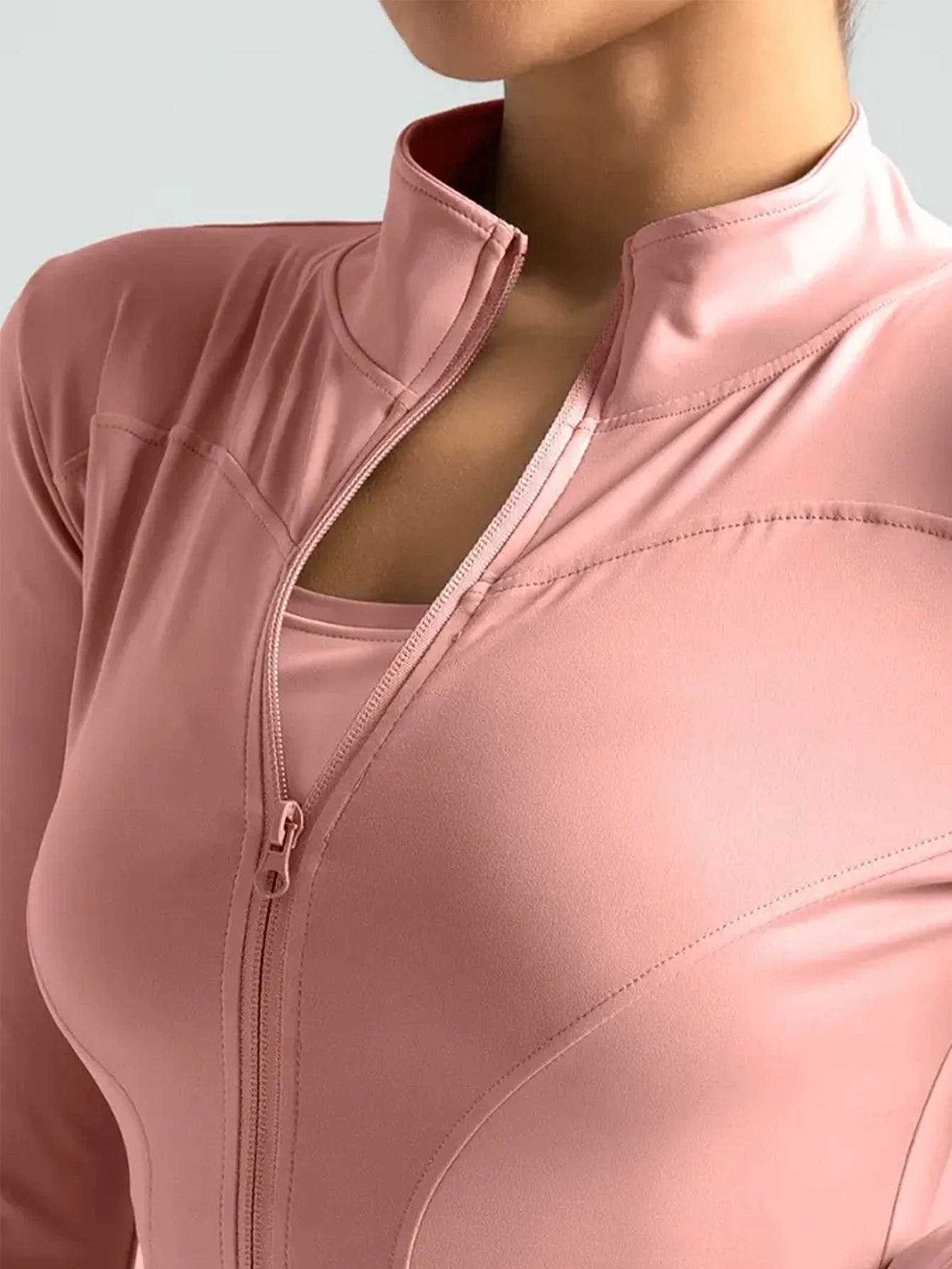 Fitnessjacke, Damen eng anliegendes, schnell trocknendes Oberteil, Herbstkollektion 2025, langärmeliger Sonnenschutz-Stehkragen, Sport Pilates