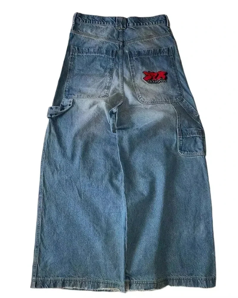 American Fashion Hip Hop Joker Oversized Jeans Women Street Y2K New Clearance Spot Hot Mopping Wide-leg Pants Unisex Loose Jeans