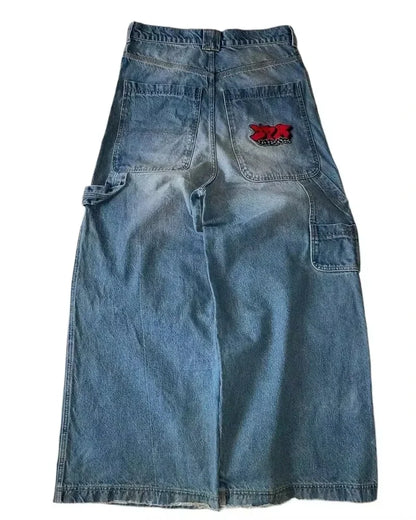 American Fashion Hip Hop Joker Oversized Jeans Women Street Y2K New Clearance Spot Hot Mopping Wide-leg Pants Unisex Loose Jeans