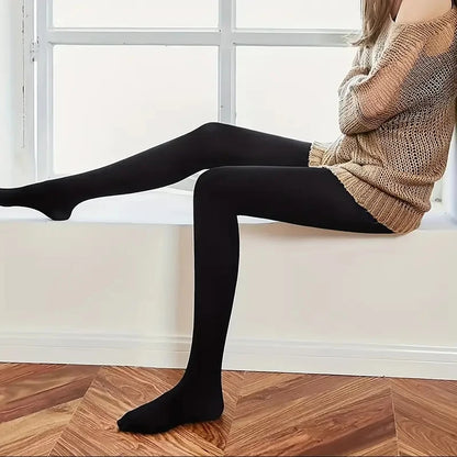 A pair of slim-fit tights, opaque high-waisted thermal stretch leggings, women's stockings and stockings
