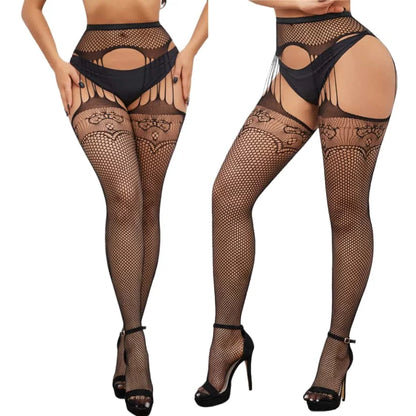 Plus Size Fishnet Garter Belt Bodysuit Tights XXL