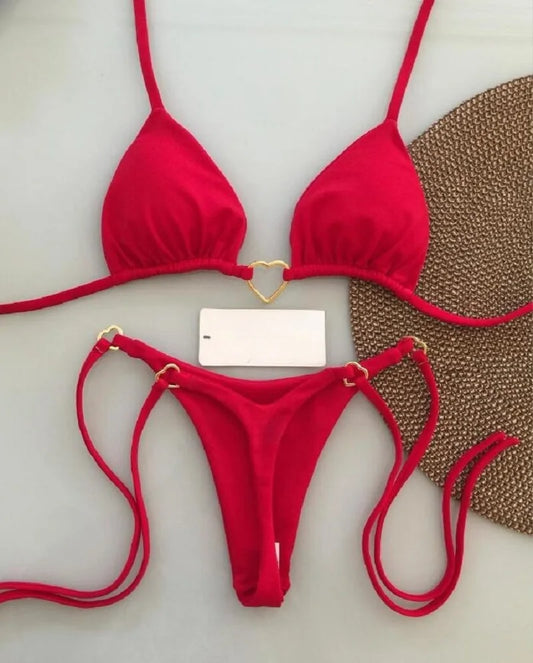 Sexy Halter Triangle Thong Bikini Set Swimwear