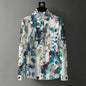 Men's Abstract Color-Block Stripe Print Shirt