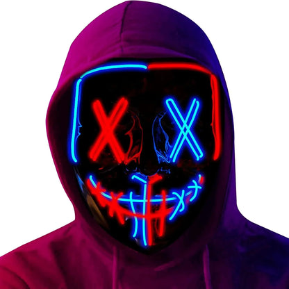 LED Light Up Halloween Mask Scary Cosplay Mask Festival Masquerade Carnival Party Costume Gift