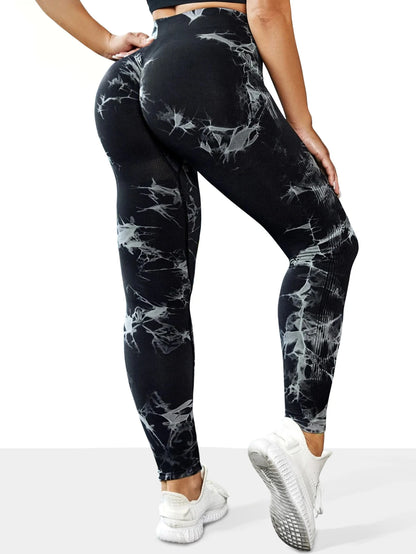 Damen High Waist Nahtlose Leggings – Tie-Dye Yoga-Hose, blickdicht, Fitness- & Workout-Tights