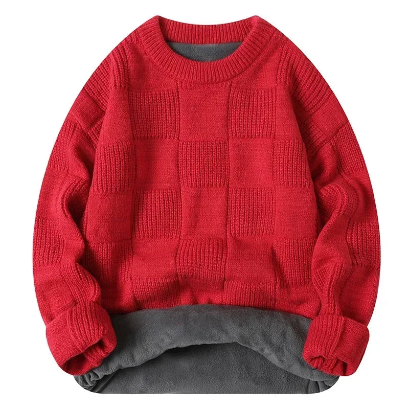 New Solid Color Homestays Men's Autumn and Winter Warm Thick Crewneck Sweater Casual and Comfortable Home Pajamas