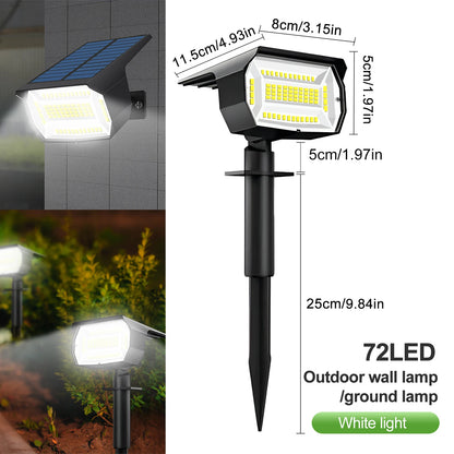 Outdoor 72/68 LED Solar-Landschaftsstrahler IP65 Wasserdichtes Solarlicht mit 3 Modi Solar-Gartenbeleuchtung für den Außenbereich