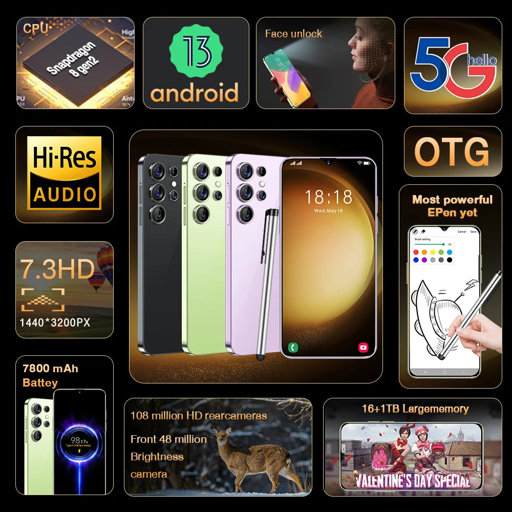 2026 HOT Pad Tablet PC 7.3 inch HD 4K SMS 26 ultra Android 13 22GB+2TB 7800mAh Battery 4G 5G Dual Sim Card WiFi GPS Google Tab