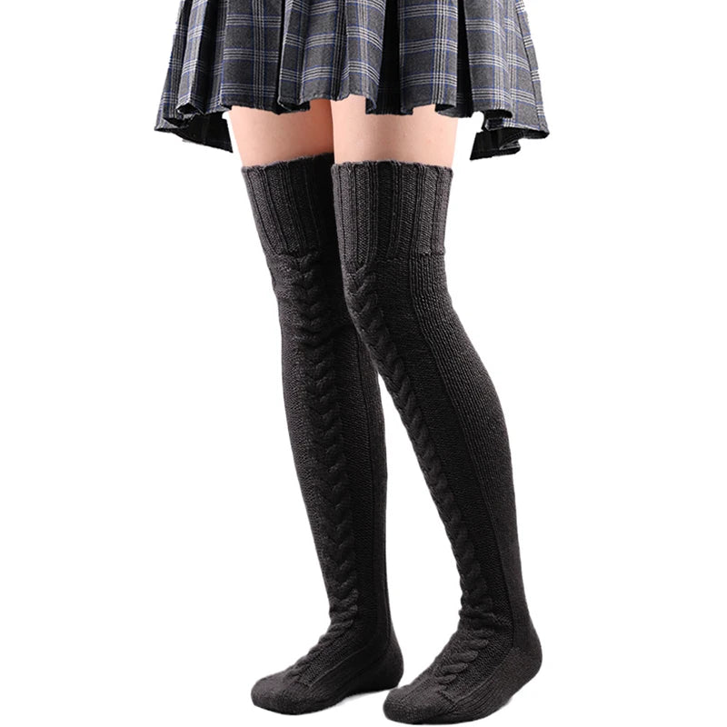 Women's Twist Knit Over-Knee Leg Warmers – Wool Socks