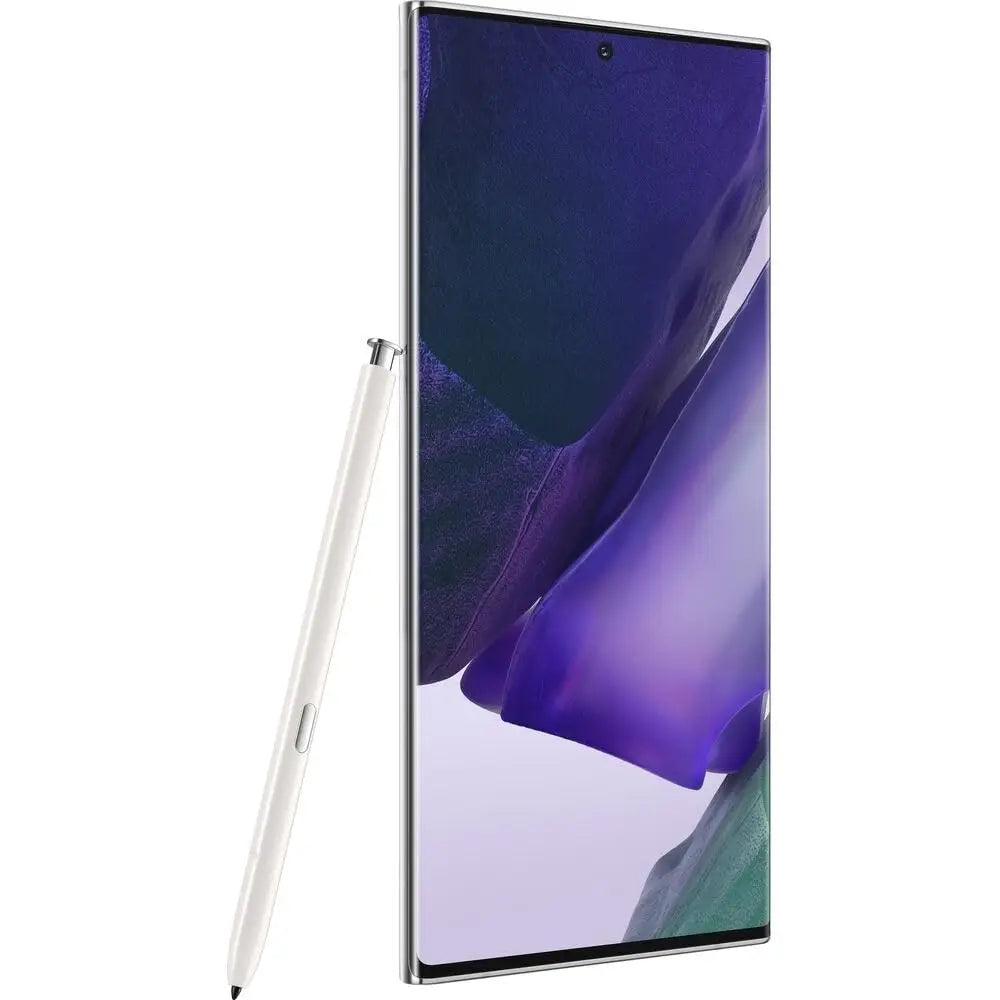 Smartphone with stylus on a white background