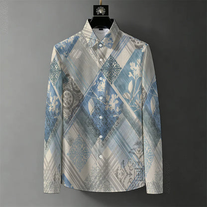 Men's Retro Baroque Print Business Casual Shirt