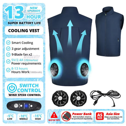 Wearable Cooling Fan Vest Air-Conditioned 13Hr