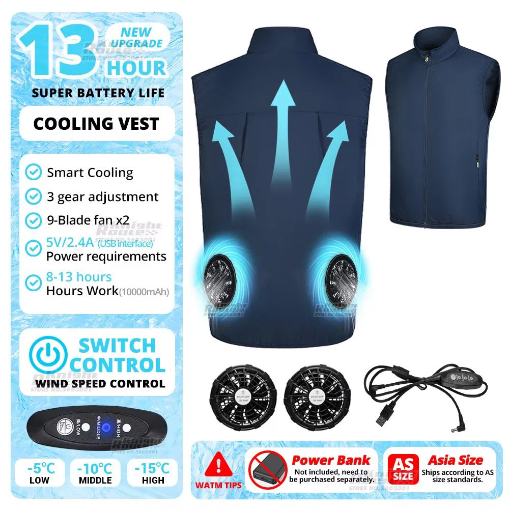 Wearable Cooling Fan Vest Air-Conditioned 13Hr