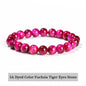 JD Natural Stone Beads Bracelet Amethyst Tiger Eye Crystal Quartz Agate Gem Beads Bangles Women Men Reiki Healling Jewelry Gift