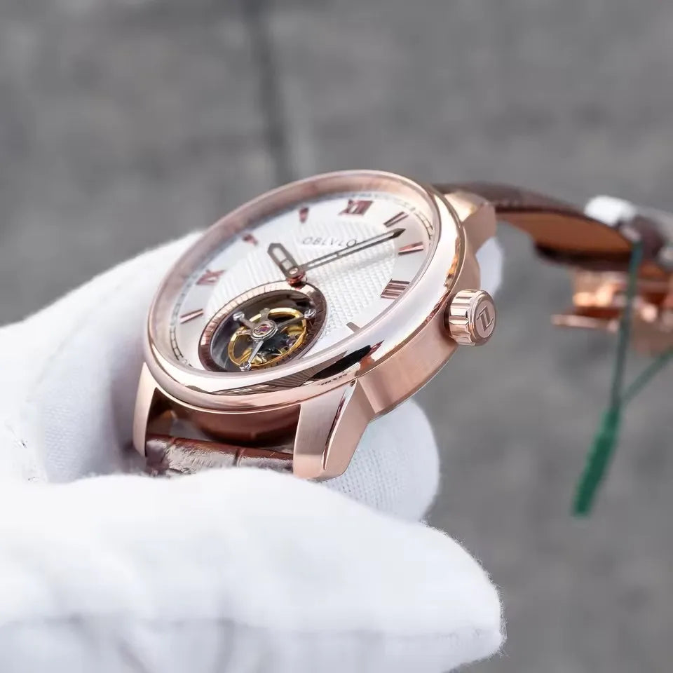 Tourbillon Watches Sapphire Glass Waterproof 50M Mechanical Automatic Watches