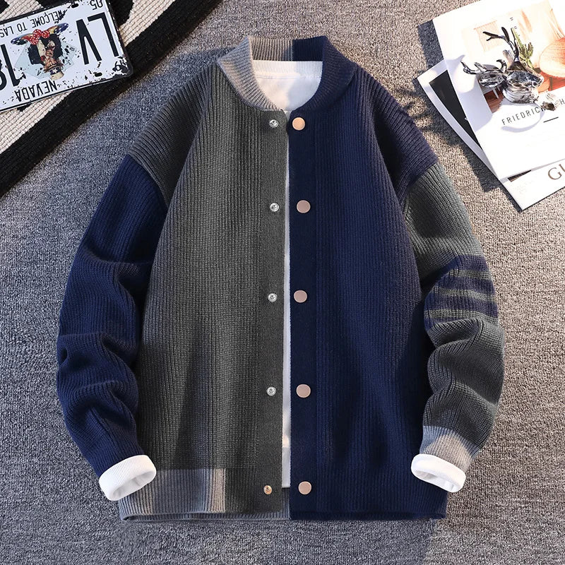 Men's Knitted Sweater Jaet Casual Open Cardigan Faionable Color Blo Design Autumn 2025 Trendy Long Sve V-Ne Polyes...