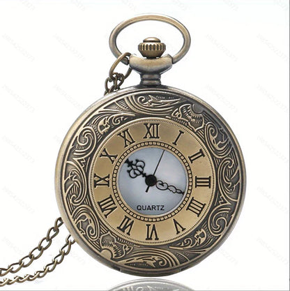 Vintage Charme Schwarz Unisex Mode Römische Ziffer Quarz Steampunk Taschenuhr Damen Herren Halskette Anhänger mit Kette Geschenke P427