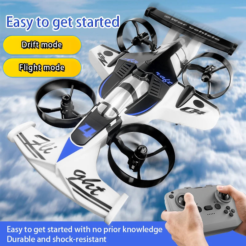 CZ04 2-IN-1 Land Air Dual RC Quadcopter & RC Drift Car 2.4G Remote Control Airplane 360 Rotation Headless Mode Electric Aircraft