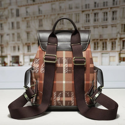 CH Fashion Color-Block Backpack Versatile Date-Night Backpack Preppy College-Style Student Book Bag Luxury-Inspired Women's Bag