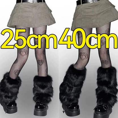 1/2Pairs Artificial Fur Plush Leg Warmers Women Autumn Winter Thermal Long Socks Girls Fashion Japanese Knee-length Stockings