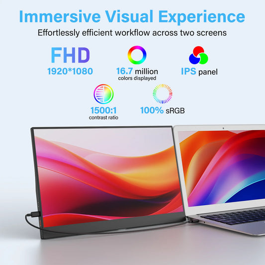 15.6" Portable Monitor 1080P IPS USB-C HDMI VESA Mount Display