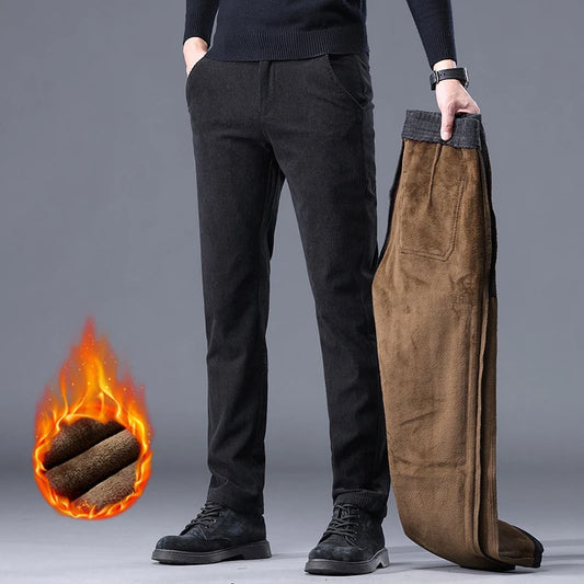 Herren Cordhose Freizeithose – Fleece Thermohose