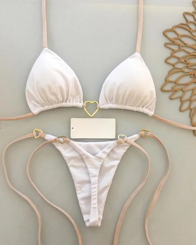 Sexy Halter Triangle Thong Bikini Set Swimwear