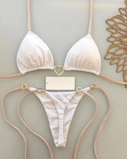 Sexy Halter Triangle Thong Bikini Set Swimwear