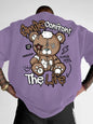 Summer's new fashionable men's Teddy bear letter printed comfortable and breathable neck T-shirt with outdoor high street top
