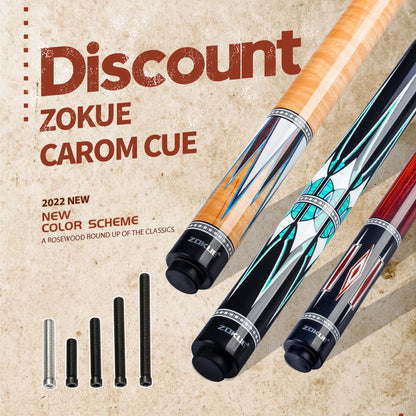 ZOKUE Carom Stick Professional Carom Billiard Cue Korean 3 Cushion Billiard Cue Carom Taper 12mm Tip 142 cm Libre Cue with Case