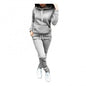 Two-piece Sports Women Tracksuit Solid Color Long Sleeve Hoodies Sweatpants Set