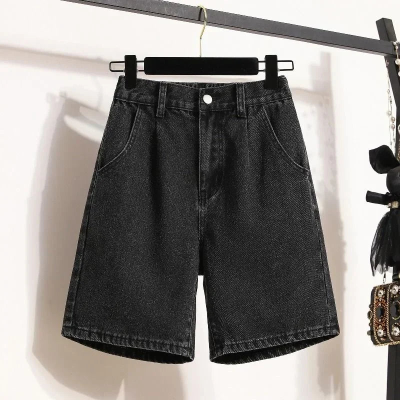 Amerikanische Retro Gothic Damen Denim Shorts Muster Stickerei Loose Unisex Shorts Y2K Printing Korean Casual Fashion Paar Shorts