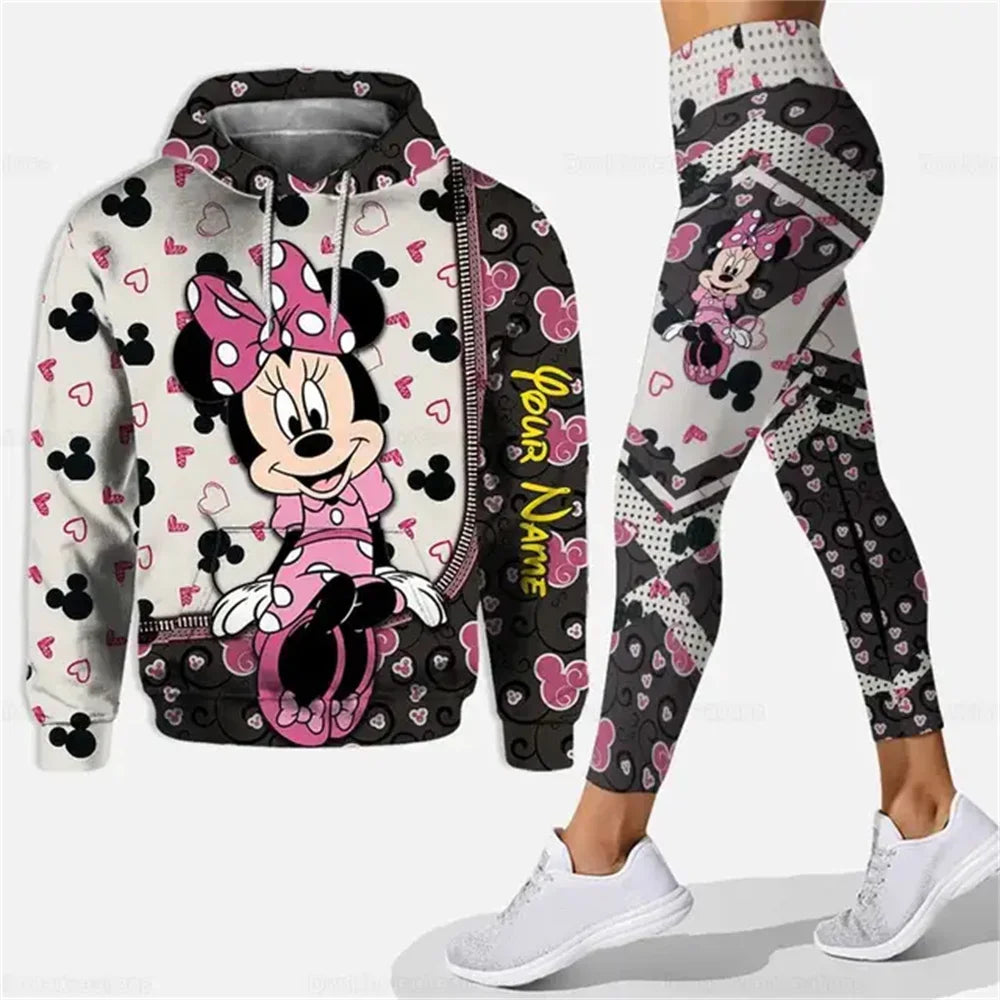 Customized Name Mickey Hoodie Women Hoodie Set Mickey Yoga Pants Sweatpants Women Disney Yoga Hoodie Leggings Fashion Sportswear