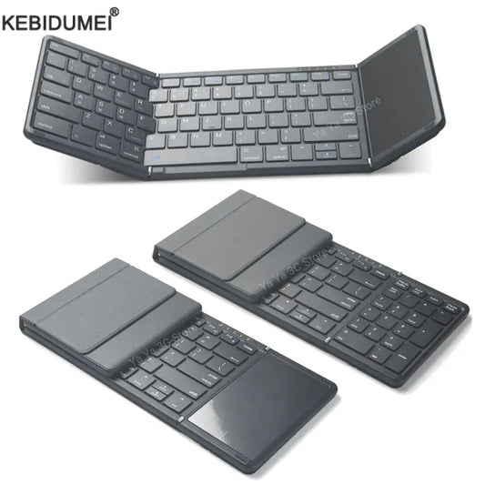 Foldable Bluetooth Keyboard with Leather Case Rechargeable