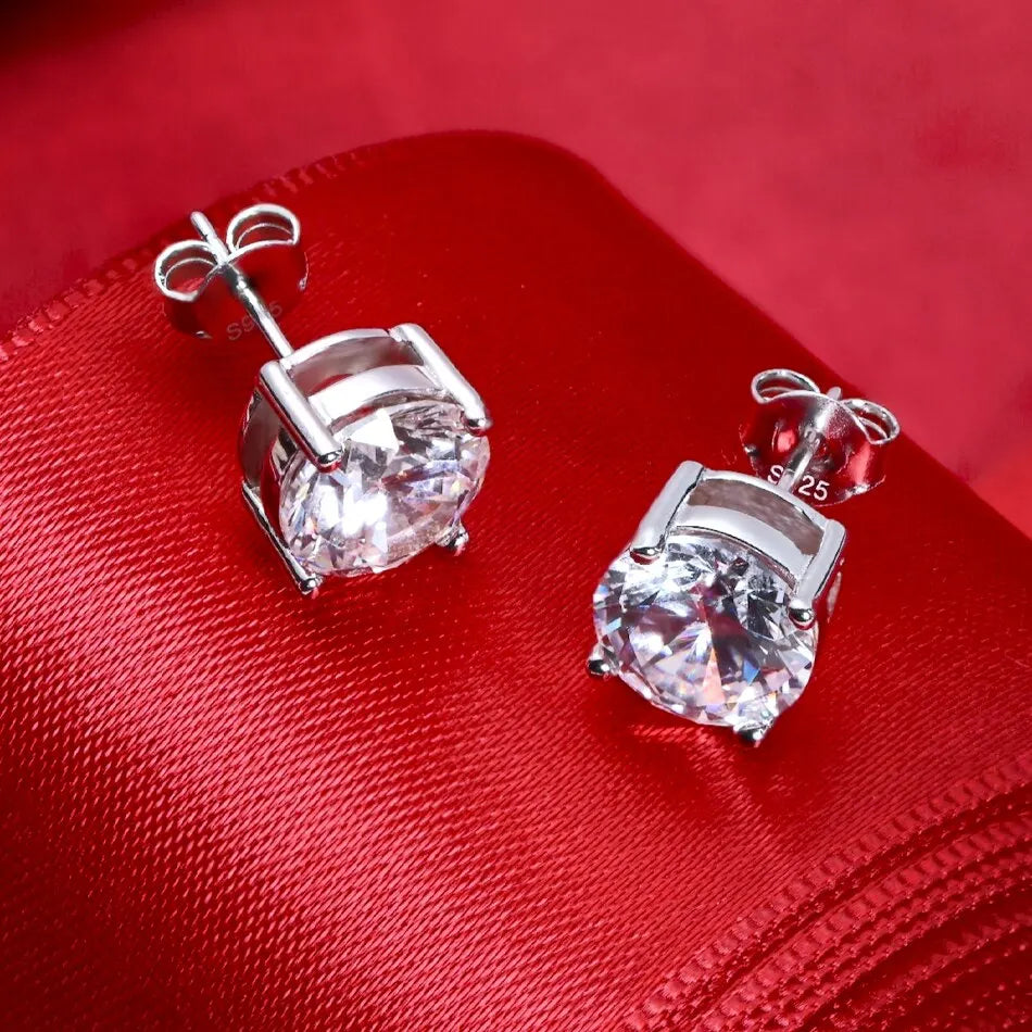 Moissanite Stud Earrings 925 Silver D Color 0.5-2ct